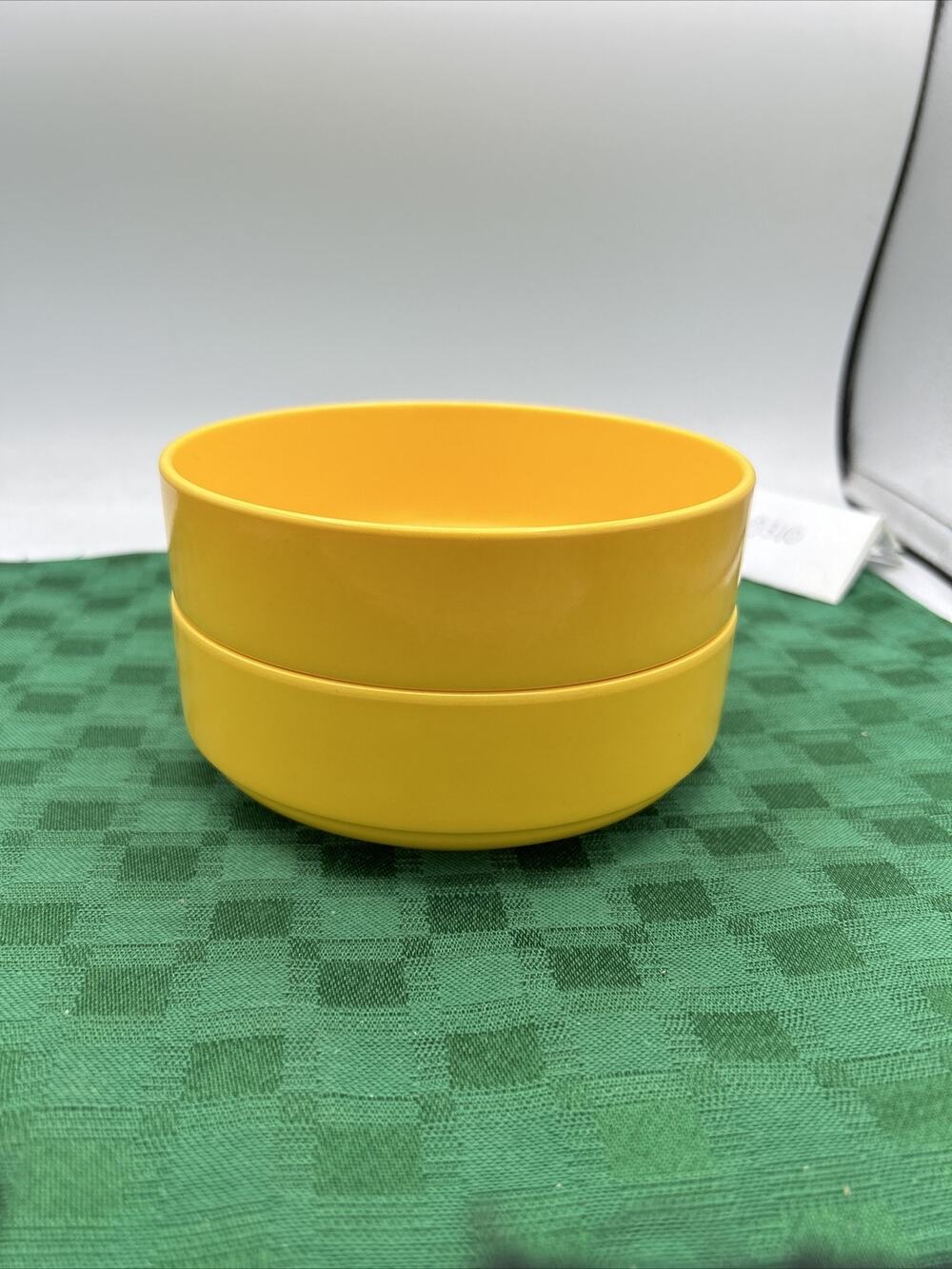 INGRID LTD~Vintage Set of 2 Yellow Melamine Stackable Bowls
